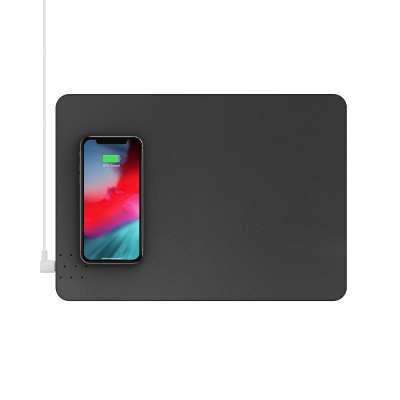 2019 new design qi certified pu leather wireless mousepad charger