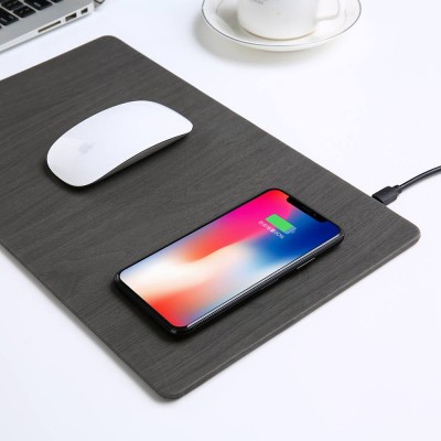 High Quality Laptop Gaming Qi Wireless Charging Mouse Pad Desk PU Mouse Pad with Wireless Charger